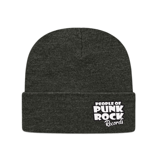 POPR Records - "White Logo / Side" (Dark Heather) (Beanie)