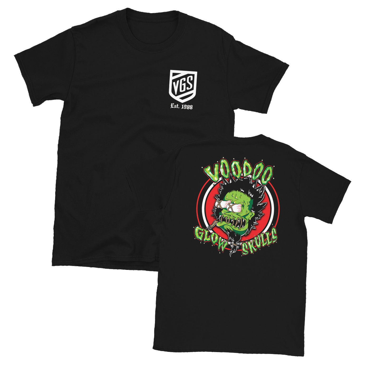 VOODOO GLOW SKULLS - "VGS Est. 1988 / Voodoo Head" (Black) (T-Shirt)